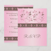 Carte de réponse florale rose et mocha (Devant / Derrière)