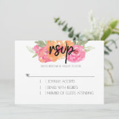 Carte de réponse florale rose et orange chic de pr (Debout devant)