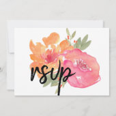 Carte de réponse florale rose et orange chic de pr (Dos)