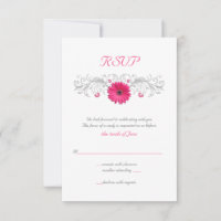 Carte de réponse florale rose Gerbera Daisy