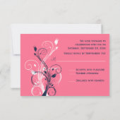 Carte de réponse florale rose Navy blanc (Dos)