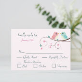 carte de réponse florale rose oiseaux de l'amour R (Debout devant)