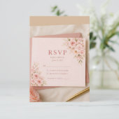 Carte de réponse florale rose pâle, Réponse de mar (Debout devant)