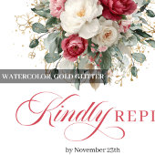 Carte de réponse florale rouge blanc rustique inte