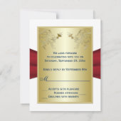 Carte de réponse florale rouge, blanche et bleue (Dos)