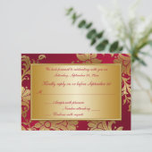 Carte de réponse florale rouge et or (Debout devant)