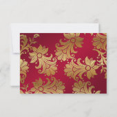 Carte de réponse florale rouge et or (Dos)