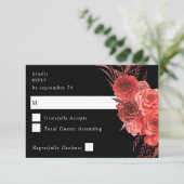 Carte de réponse florale rouge noir 2 (Debout devant)