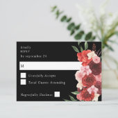 Carte de réponse florale rouge noir sans repas  (Debout devant)