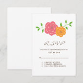 Carte de réponse florale rouge orange en fleur (Devant / Derrière)