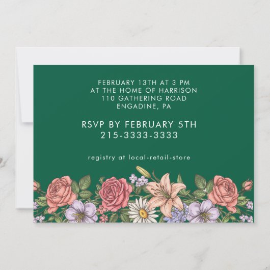 Carte de réponse florale RSVP (Dos)