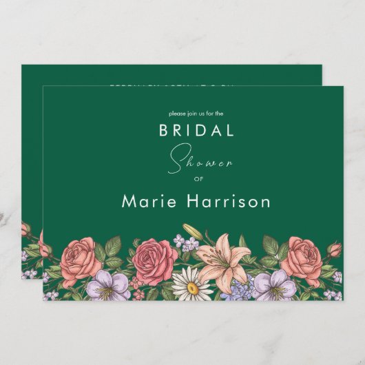 Carte de réponse florale RSVP (Devant / Derrière)