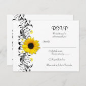 Carte de réponse florale tournesol (Devant / Derrière)