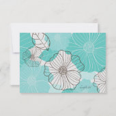 Carte de réponse florale turquoise (Dos)