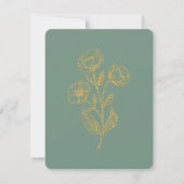 Carte de réponse florale vert sauge modifiable (Dos)