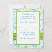 Carte de réponse florale verte citron et bleue (Dos)