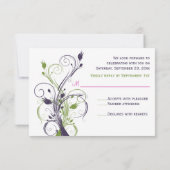 Carte de réponse florale verte violette rose blanc (Dos)