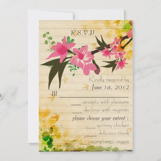 Carte de réponse florale vintage (Devant)