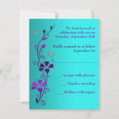 Carte de réponse florale violet sarcelle argent, p (Dos)