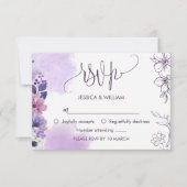 Carte de réponse florale violette douce (Devant)