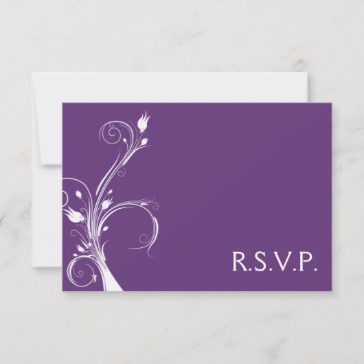 Carte de réponse florale violette et blanche (Devant)