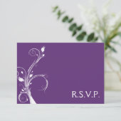 Carte de réponse florale violette et blanche (Debout devant)