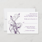 Carte de réponse florale violette et blanche (Dos)