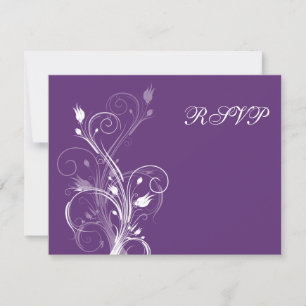 Carte de réponse florale violette et blanche
