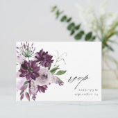 Carte de réponse florale violette et lavande avec (Debout devant)