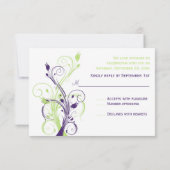 Carte de réponse florale violette verte et blanche (Dos)