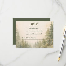Carte de réponse forêt peinte à l'aquarelle