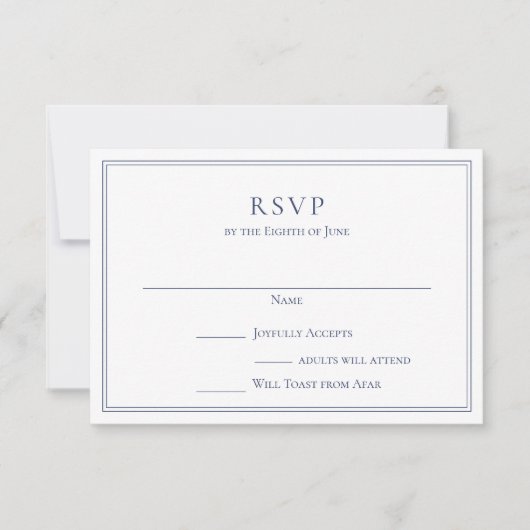 Carte de réponse formelle avec bordure en marine (Devant)