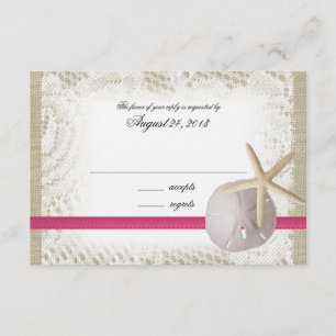 Carte de réponse Fuchsia pour le mariage sur la pl