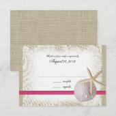 Carte de réponse Fuchsia pour le mariage sur la pl (Devant / Derrière)