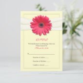 Carte de réponse Gerbera rose avec ruban ivoire (Debout devant)