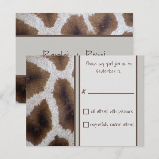 Carte de réponse Giraffe (Devant / Derrière)