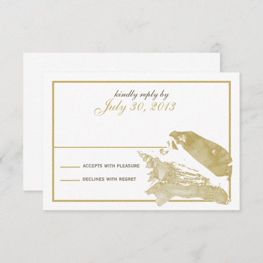 Carte de réponse Golden Seashell (Devant / Derrière)