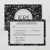 Carte de réponse Gothique Flourish Black & Grey (Devant / Derrière)