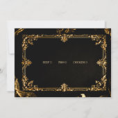 Carte de réponse gothique noire et or RSVP (Dos)
