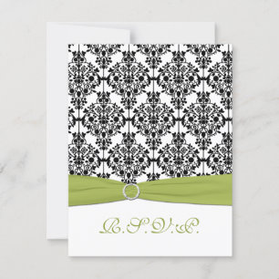 Carte de réponse Green, White, and Black Damask II