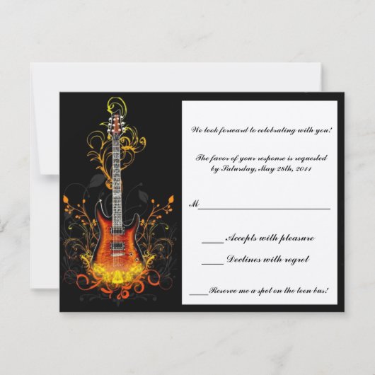 carte de réponse guitare bar mitzvah (Devant)