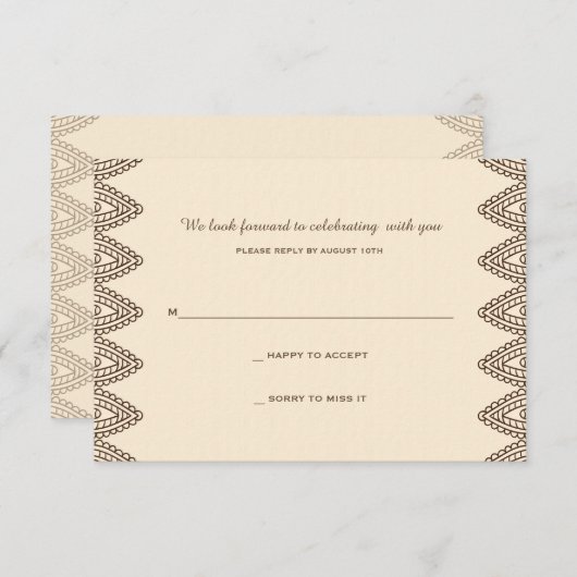 Carte de réponse Henna (Devant / Derrière)