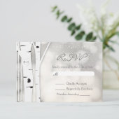 Carte de réponse hivernale blanche rustique avec b (Debout devant)