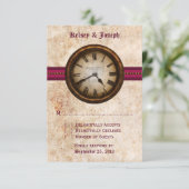 Carte de réponse Horloge Ancienne, Fuchsia (Debout devant)
