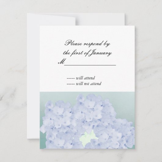 Carte de réponse Hydrangea Bleu Clair (Devant)