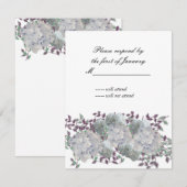 Carte de réponse Hydrangea Bleu Douce Rustique (Devant / Derrière)