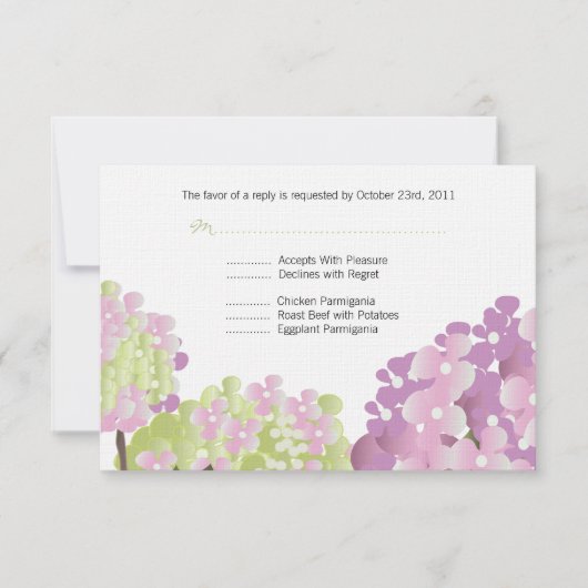 Carte de réponse Hydrangea rose (Devant)
