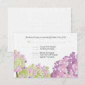 Carte de réponse Hydrangea rose (Devant / Derrière)