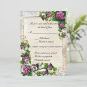 Carte de réponse Hydrangea Violet et Dentelle (Debout devant)