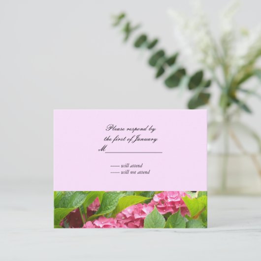 Carte de réponse Hydrangeas rose (Debout devant)